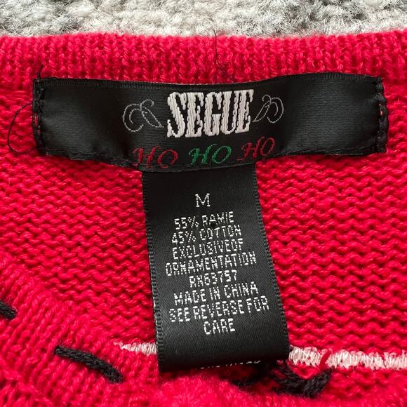 Segue Ugly Christmas Sweater Cardigan Embroidered Medium Cottagecore Grandmacore - Picture 4 of 12